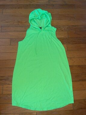 SHEIN Neon Green Hooded Sleeveless Dress